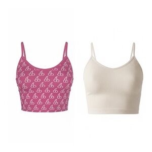 Set Of 2 BOUTIQUE & BOZZOLO M Hot Pink Cherry Tank & White Tank